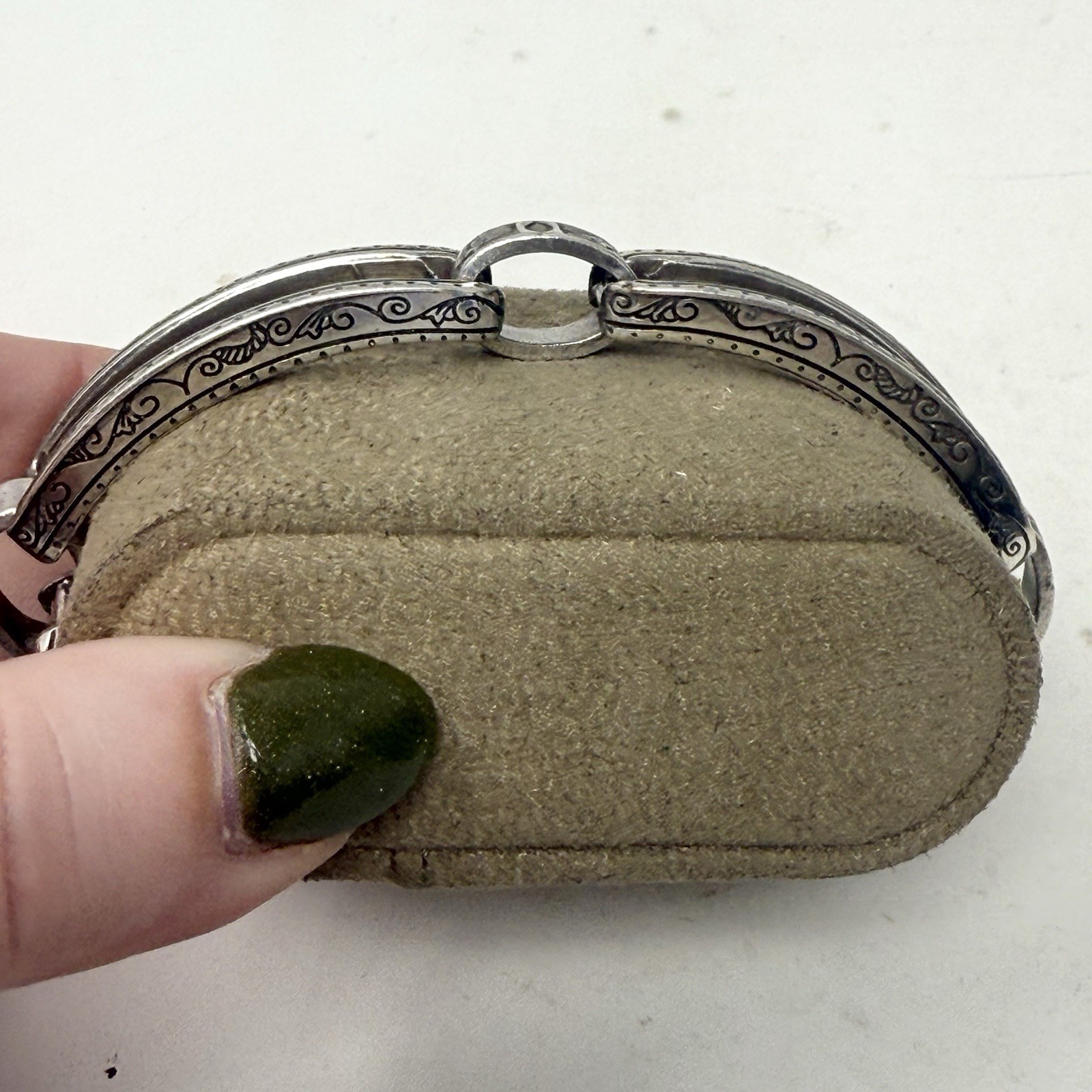 BRIGHTON Open Scrolled Rectangle Silver Tone Link… - image 3