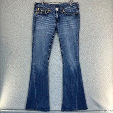 True Religion Jeans Joey Big T Bootcut Flare Blue Denim Y2K USA Womens Size 28