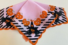 Darling New LuRay Halloween Handkerchief - Adorable Pumpkins Witches