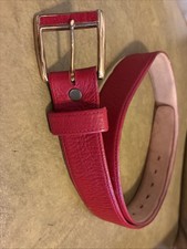 Vintage 1970 s Hickok Red Leather Belt 8424 Gold Buckle Made USA Sz S 30-32