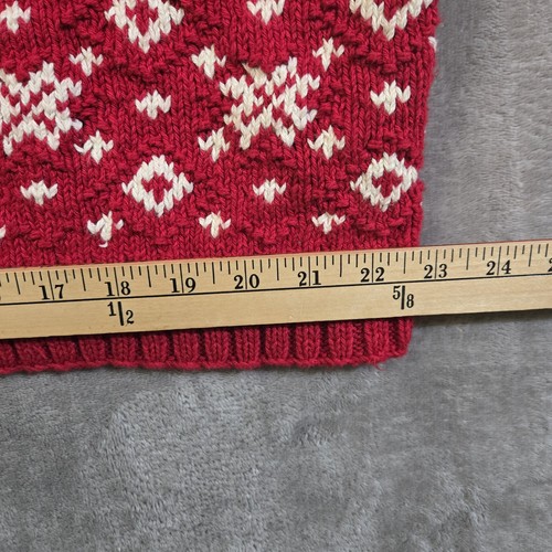 Vintage Ralph Lauren Pullover Herren 3X rot Fair Isle grob schwer handgestrickt Weihnachten - Bild 8 von 8