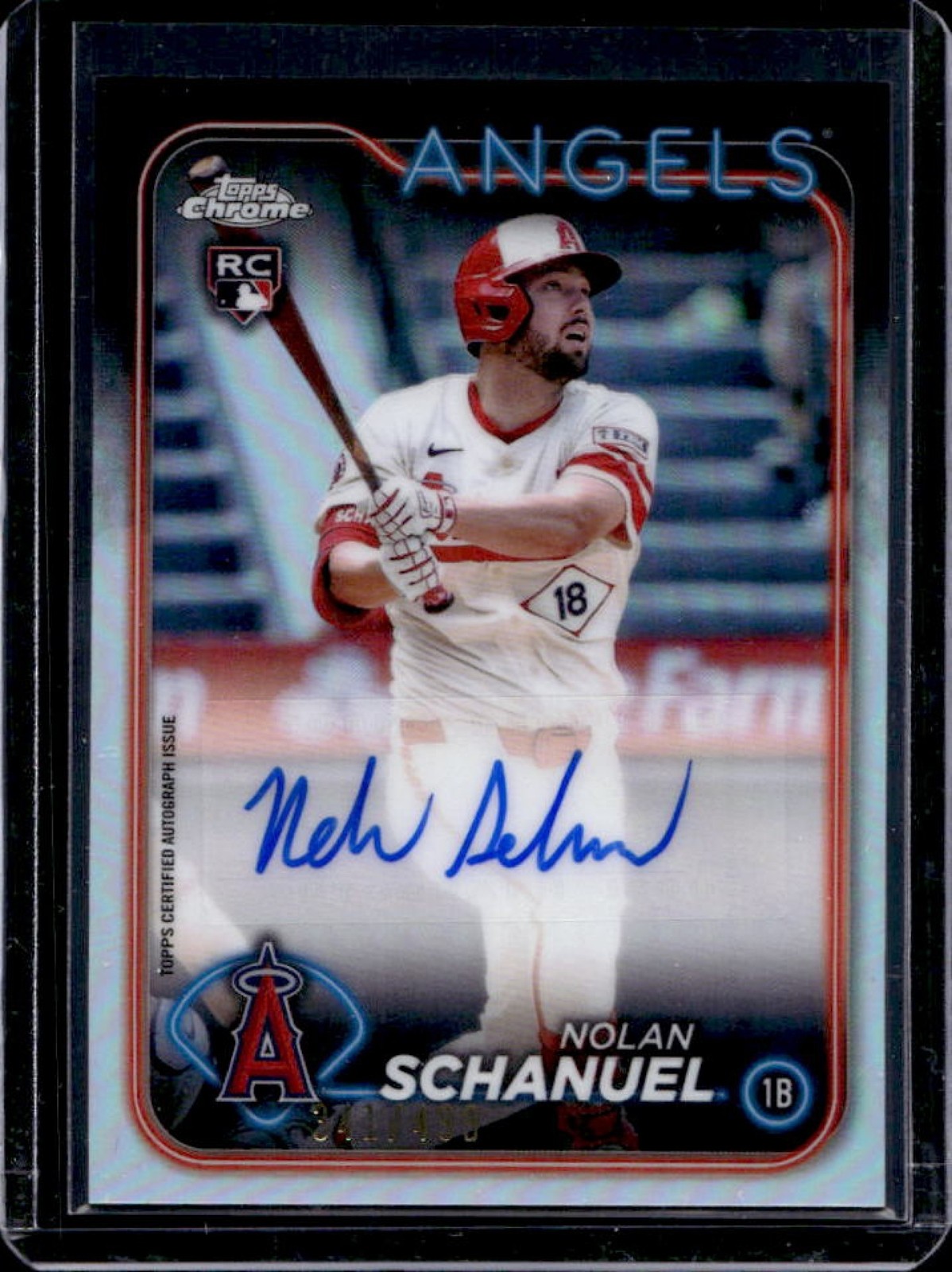 2024 Topps Chrome Update Nolan Schanuel Auto RC Refractor #341/499 Angels