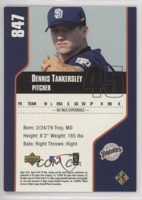 2002 Upper Deck 40 Man Electric Rainbow /40 Dennis Tankersley #847 - Image 2 of 2