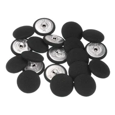 20pcs Fabric Cloth Covered Button 23mm Metal Round Sewing Buttons, Black