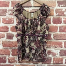 Vintage Lane Bryant Venezia Womens 18 20 Multicolor Boho Chic Floral Lace Shirt