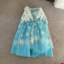 Girls Blue Snowflake Princess Frozen Fancy Dress Costume with Cape, Size 3-4