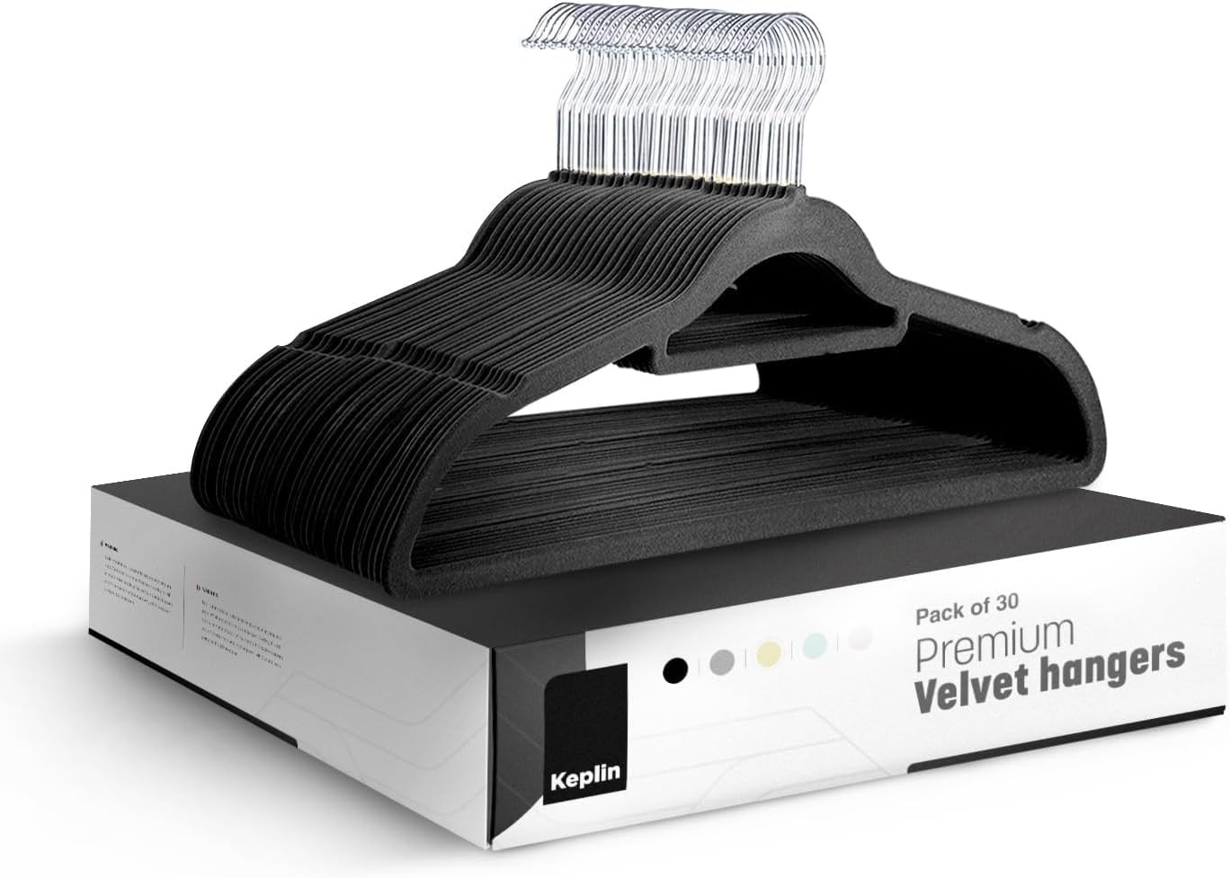 KEPLIN Velvet Hangers 50 Pack - Non-Slip Clothes Hangers with Tie Bar & 360° Hoo