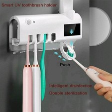 UV Light Sterilizer Automatic Toothpaste Dispenser Toothbrush Holder Wall Mount