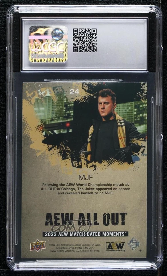 2022 Upper Deck AEW Match Dated Moments All Out Gold MJF #24 CGC 9 Mint - Image 2 of 2