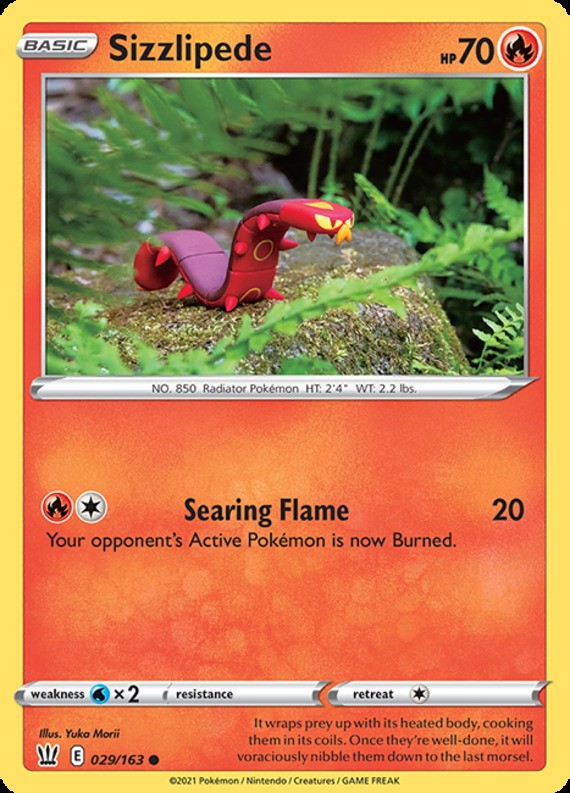 Sizzlipede - 029/163 - Common (Lp) Battle Styles - Fire Pokémon