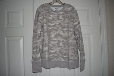Tek Gear Ultrasoft Fleece Size XL Cream Brown Camo Design Sweatshirt Thumb