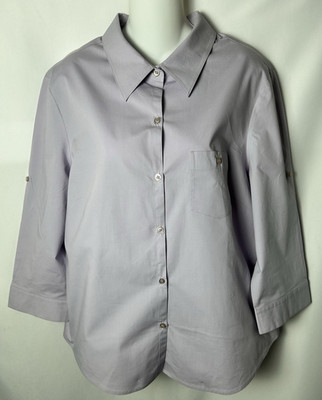 First Option Lilac Button-up 3/4 Sleeve Blouse   Size XL   NWOT