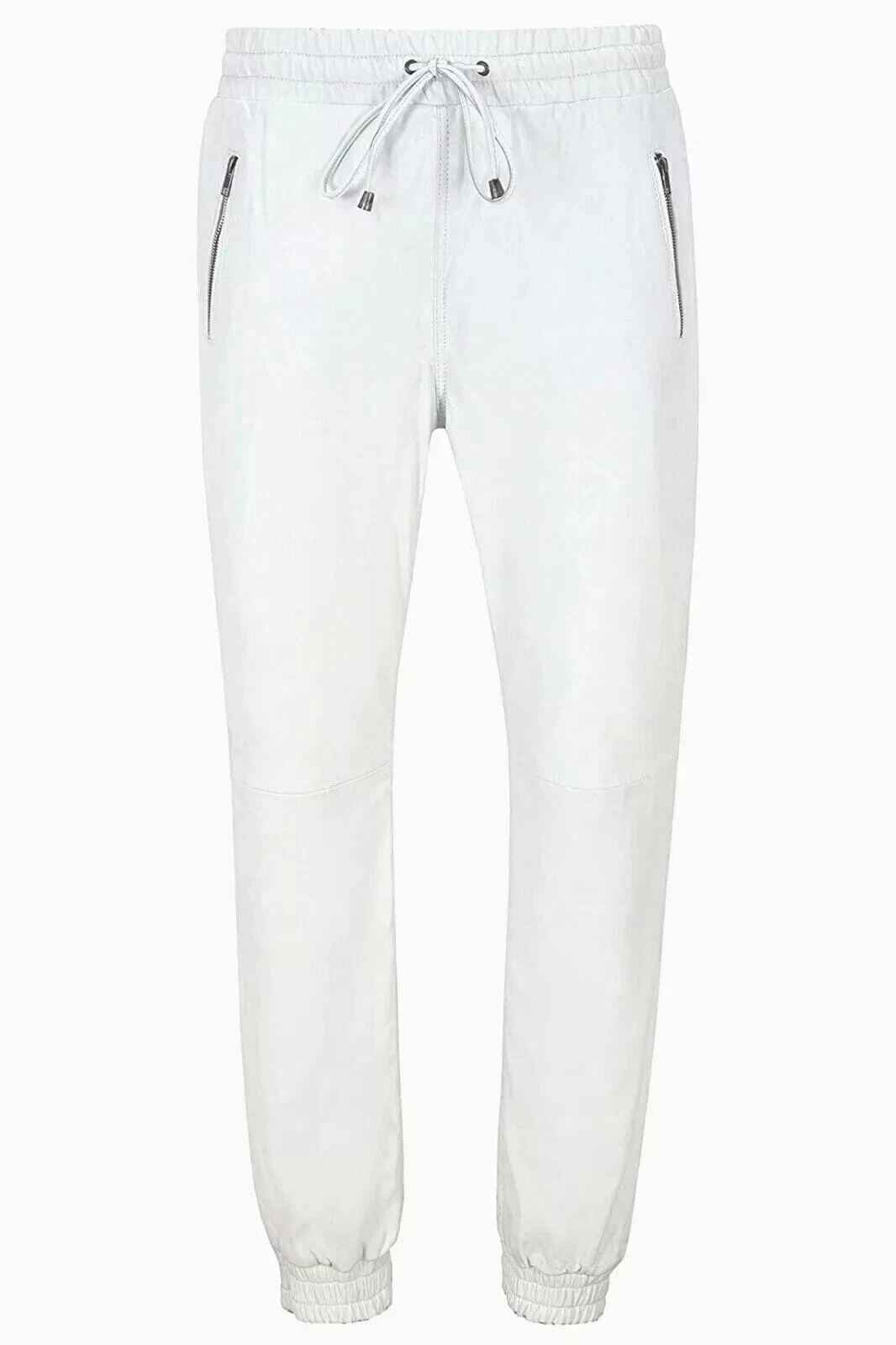 Leather Joggers Pant Men's White 100% Pure Lambskin Designer Stylish Custom