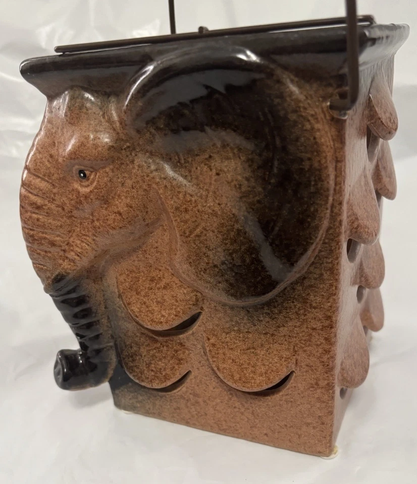 Elephant Ceramic Candle Holder Lantern Amazing Detailing Table Top or Hang EUC - Image 4 of 4