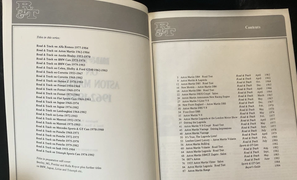 Road & Track Aston Martin 1962-1984Db-5, Db-6, Lagonda, Vantage Book Foto 3 de 4