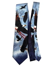 Steven Harris Eagle Print Blue Silk Tie