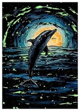Glow in the Dark Rubbelkarte Springender Delfin 40x28 cm