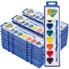 ARTLYMERS 24 Pack Water Color Paint Sets for Kids 8 Colors Heart Watercolor P...