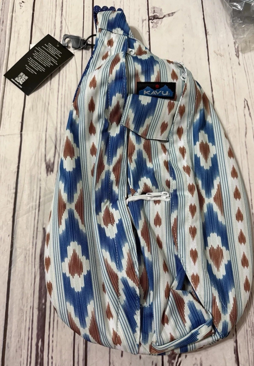 KAVU Rope Bag Sling Backpack Blue White Geometric Canvas Crossbody outdoor hike KAVU Backpack Blue Bags & Handbags for Women for sale | eBay main image 3