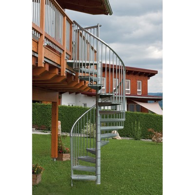 Minka Außenspindeltreppe Rondo Zink Plus 38-305,5cm Geschosshöhe Außen Balkon