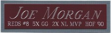 JOE MORGAN REDS NAMEPLATE AUTOGRAPHED SIGNED BASEBALL-BAT-JERSEY-PHOTO-HELMET