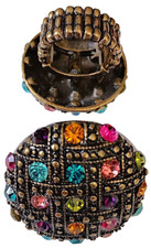 Stretch Ring - Bright Rhinestones, Metal Lattice, Fits Ring Sizes 6 to 8