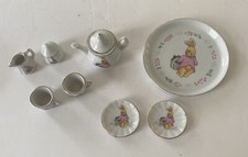 Miniature  Poreclain Tea Set  Pink Bunny  Collectible  Dalton Corp  10 pc.