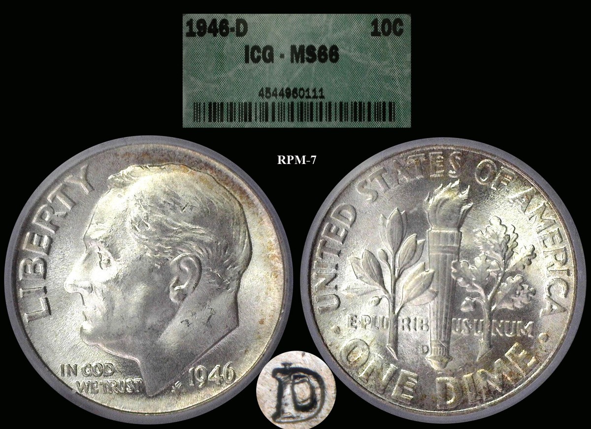 1946-D Roosevelt Dime RPM-7 in a ICG66 holder. Nice CONECA RPM! | eBay