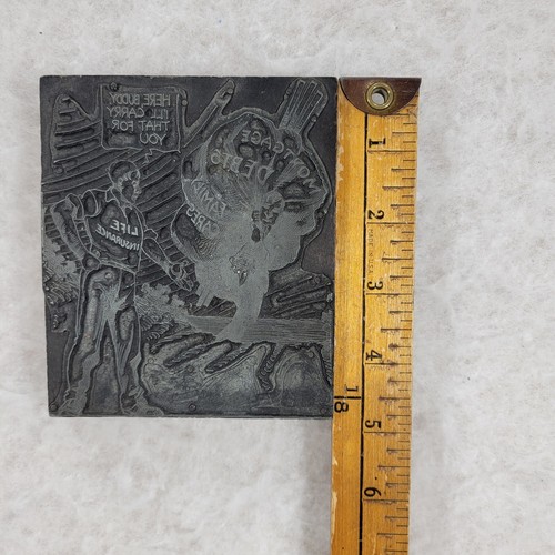 VTG Metal Letterpress Print Block Advertisement Life Insurance Art Newspaper - Picture 4 of 7