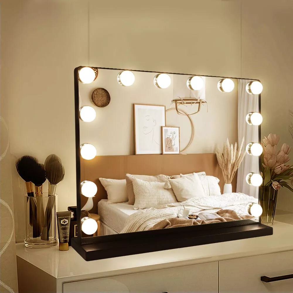 USB Rechargeable Desktop Salon Makeup Organizer with Mirror LED