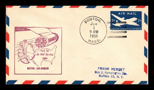 DR JIM STAMPS US COVER FIRST JET FLIGHT AIR MAIL AM 4 BOSTON LOS ANGELES