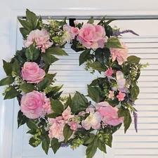 Nicole Miller Artelier Floral Collection Pink Spring Flowers Wreath MSP$54.99