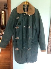 Vintage E. A. Fay Green Canvas Fireman's Coat W/metal Clasps & Full Liner Size L