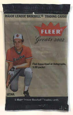 2002 Fleer Greats MLB Baseball Trading Pack Sealed - Game Used & Auto's
