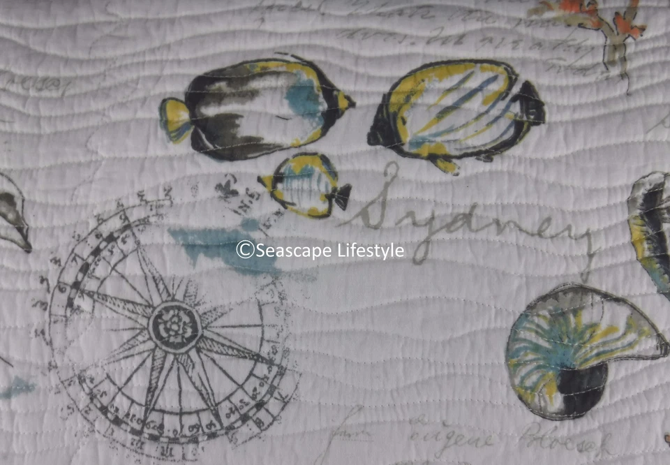 2-pc ☆ TROPICAL MARINE LIFE ☆ Twin Quilt Set SIGRID OLSEN Coastal Beach House - Image 4 of 4
