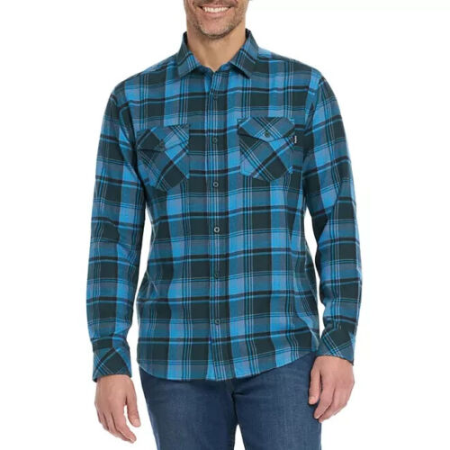 HURLEY Armored Navy BRUSHED FLANNEL LONG SLEEVE BUTTON UP SHIRT MEN M MEDIUM NEW - Picture 1 of 7