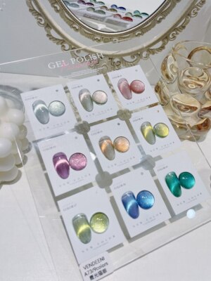 9Color Nail Gel Polish 9D Jade Cat Eye Magnet Hybrid Varnish Semi Permanent