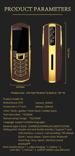 Unlocked Mobile Phone GSM Metal Body Leather Luxury Cellphone Dual SIM Cards - Picture 7 of 29