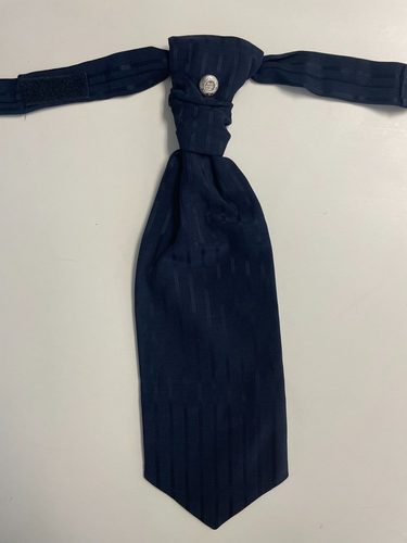 Solid Blue Pre Tied Ascot Cravat Plastron Wedding Tie Italy - Picture 3 of 7