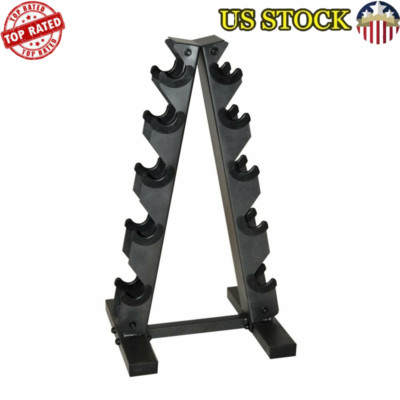 A-Frame Dumbbell Rack Stand 5 Levels Black Compact 5-25lb Dumbbells 200lb Max US