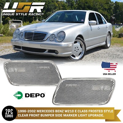 DEPO Frosted All Clear Bumper Side Marker Lights For 96-02 Mercedes W210 E Class