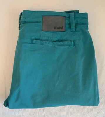 Mavi Shorts Men's 36 Teal Flat Front Chino Simon Cotton Elastane Blend 9'' Inseam