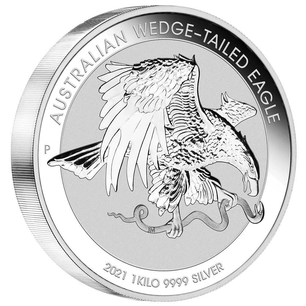 Silbermünze 1kg Wedge-Tailed Eagle 2021 Australien - Incused - High Relief - PP