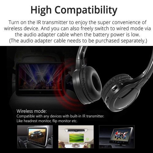 Auriculares estéreo para automóvil inalámbricos infrarrojos IR para reproductor de DVD - Imagen 3 de 11