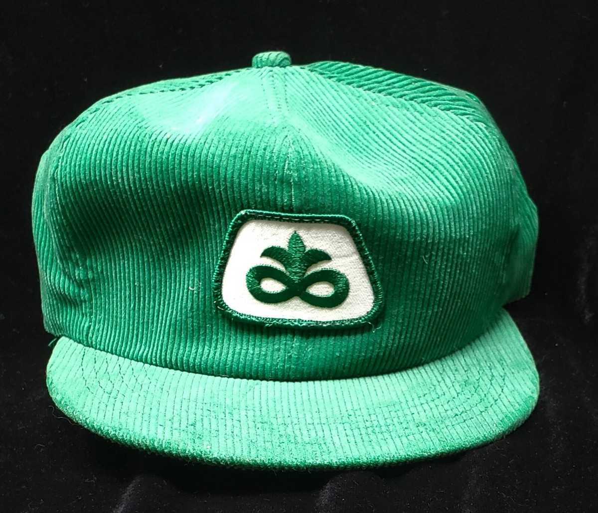 Vintage Pioneer Seed Green Corduroy Snapback Cap Hat Farmer