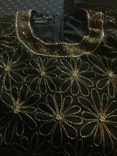 Black,gold and silver beaded Laurence Kazar paris-new york formal wear 1x pretty