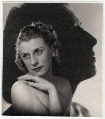 1930 Photo Montage Portrait of Woman and Profile - Pin-up