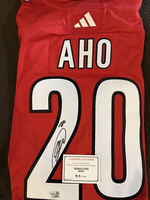 Sebastian Aho Hurricanes Signed 2022-23 Reverse Retro Adidas Authentic  Jersey