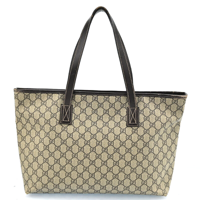 Authentic GUCCI Shoulder Tote Bag GG PVC Leather 211137 Brown