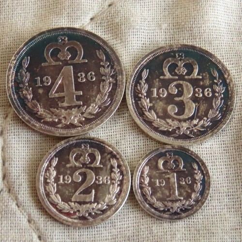 1936 EDWARD VIII 4 COIN SILVER PROOF PATTERN MAUNDY SET